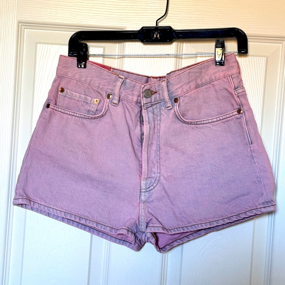 Acne Studios Pink High Waist Denim Shorts